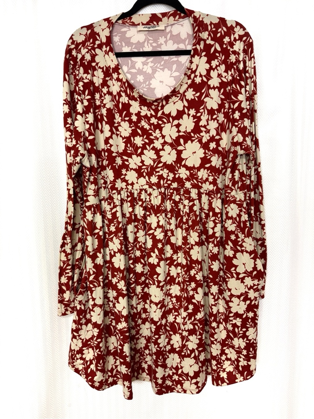 Haptics Red Pocketed Floral Long Sleeve Dress Size 1X